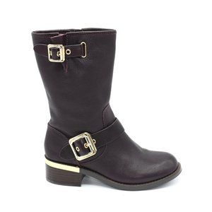 Vince Camuto Dark Purple Leather Moto Windy Boot 5